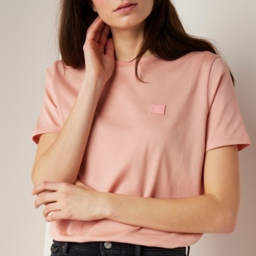Acne Studios Mini Nash Face Cotton T-shirt in Pink